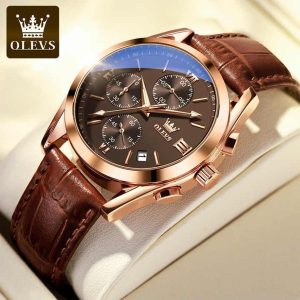 Olevs Quartz Watch Chocolate + Black