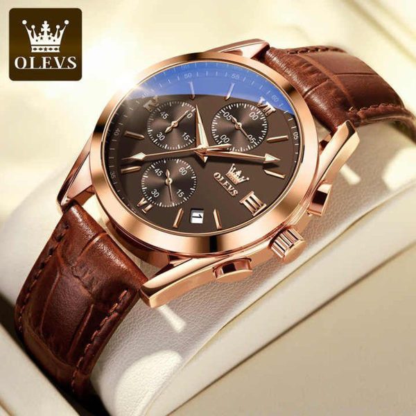 Olevs Quartz Watch Chocolate + Black