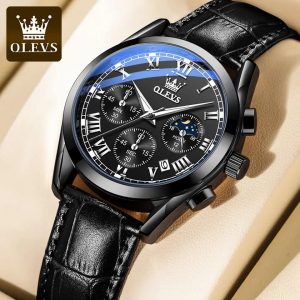 Olevs Quartz Watch Black