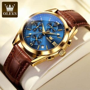 Olevs Quartz Watch Chocolate + Blue