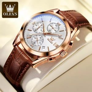 Olevs Quartz Watch Chocolate + White