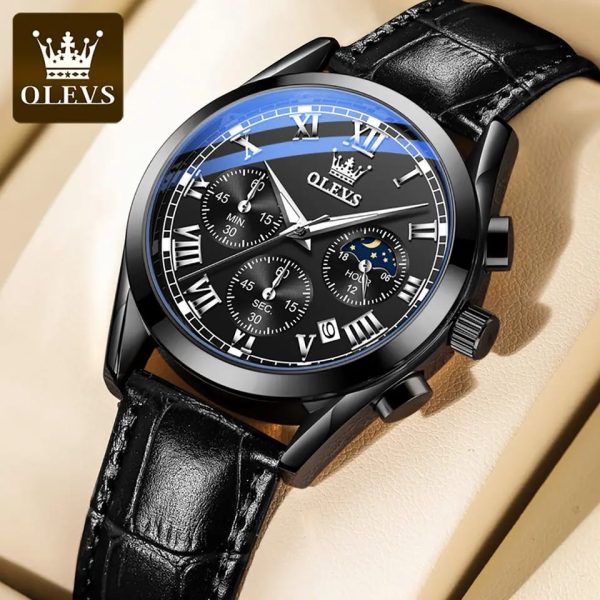 Olevs Quartz Watch Black